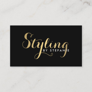 Glam Stylist Script Texte Or/Noir Carte de visite