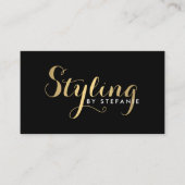 Glam Stylist Script Texte Or/Noir Carte de visite (Devant)
