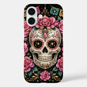 Glam Suiker Schedel Hoestelcase – Dia de los Muert iPhone 16 Hoesje