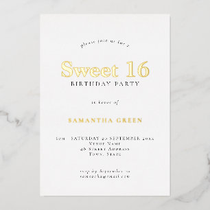 Glam Sweet 16 Birthday Party Real Folie Folie Uitnodiging