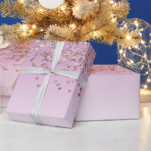 Glam Sweet 16 Vallende Roze Gouden Glitters Cadeaupapier