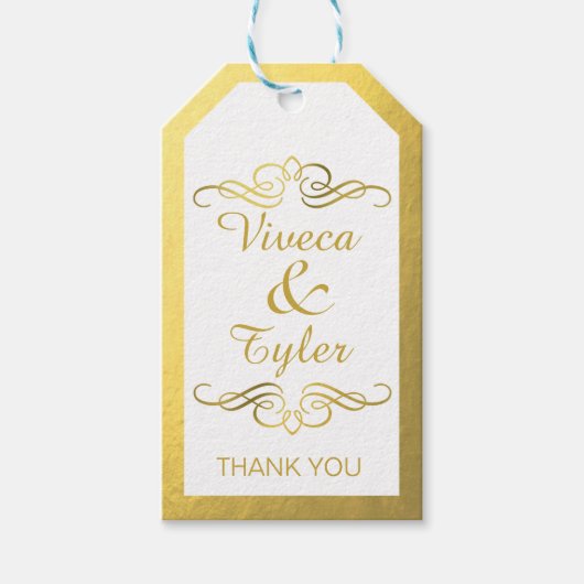 Glam Swirly Flourish Gold Foil Dank u Cadeaulabel (Voorkant)