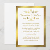 Glam Swirly Flourish Gold Foil Outline Weddenschap Kaart (Voorkant / Achterkant)