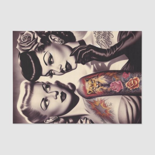  Glam Tattoo Pinups Tissuepapier (Voorkant)