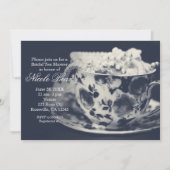 Glam Tea & Pearls Élégante Invitation Chic de Mari (Devant)