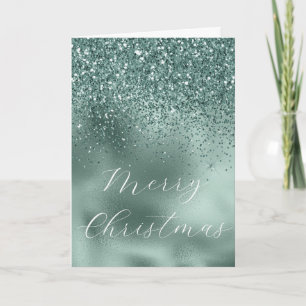 Glam Teal Aqua Grove Groen Glanzende Glitters Kaart