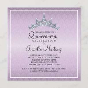 Glam Tiara Quinceanera Celebratie Uitnodiging