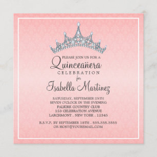 Glam Tiara Quinceanera Célébration Invitation