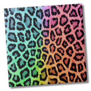 Glam Trendy Kleurrijke Regenboog Luipaard Dierenpr Tegeltje