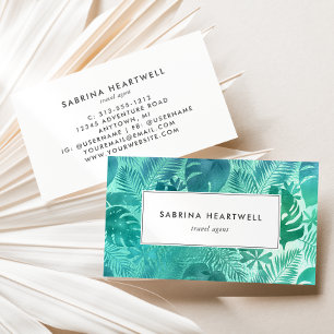Glam Tropische Monstera Bladeren Teal Blauw Visitekaartje