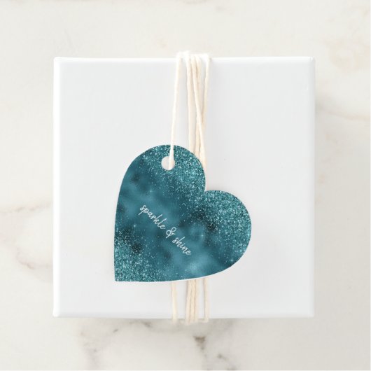 Glam Turquoise Blauwgroen Blue Glitter Bedankjes Labels (In situ)