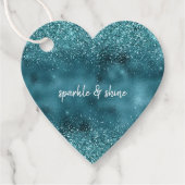 Glam Turquoise Blauwgroen Blue Glitter Bedankjes Labels (Voorkant)