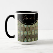Glam Turquoise Harlequin Gepersonaliseerd Mok (Links)