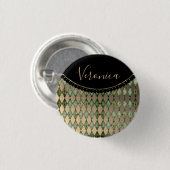 Glam Turquoise Harlequin Gepersonaliseerd Ronde Button 3,2 Cm (Voorkant /achterkant)