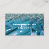 Glam Turquoise Marble Glitter Beauty Consultant Visitekaartje (Voorkant)