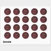 Glam Upscale Marsala en Zilveren Bruiloft Dank u Ronde Sticker (Vel)