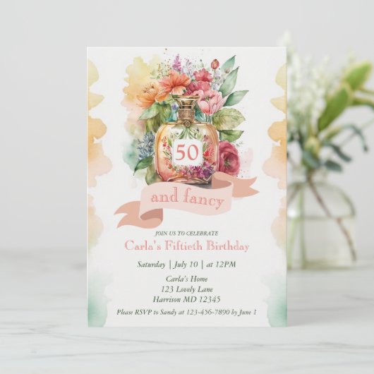 Glam Vijftig en Fancy Fabulous Birthday Kaart (Staand voorkant)