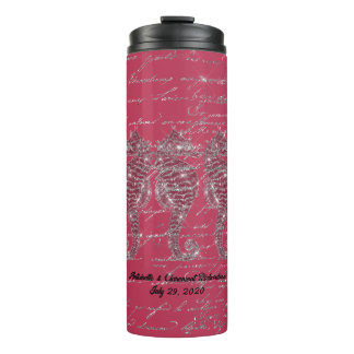 Glam Viva Magenta en Silver Glitter Seahorse Thermosbeker