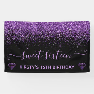 Glam Vonk Paarse Glitters Zweet Sixteen Spandoek