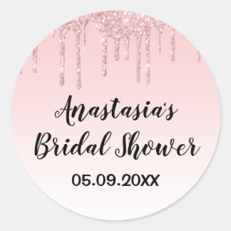 Glam Vrijgezellenfeest Roze roze roze goudglitters Ronde Sticker