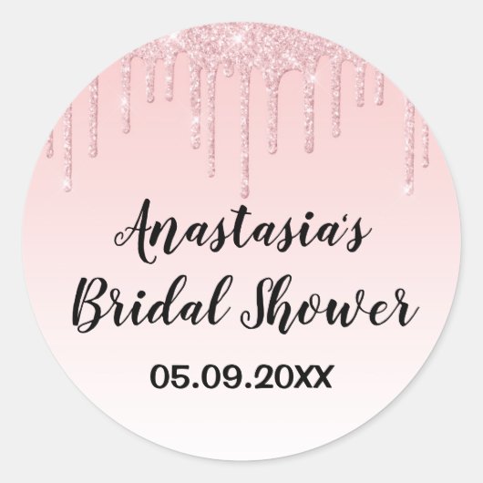 Glam Vrijgezellenfeest Roze roze roze goudglitters Ronde Sticker (Voorkant)