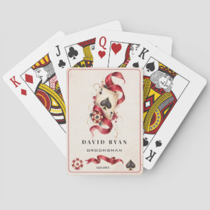 Glam Watercolor Casino Las Vegas Burgundy Bruiloft Pokerkaarten