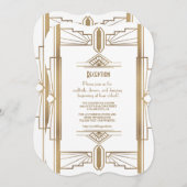 Glam White1920's Great Gatsby 1920s Ontvangst Kaart (Voorkant / Achterkant)