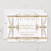 Glam White 1920: Grote Gatsby bespaart de datum Save The Date (Voorkant)