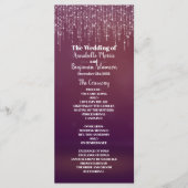 Glam White Fairy Licht Paarse roze bruiloft progra Programma (Voorkant)