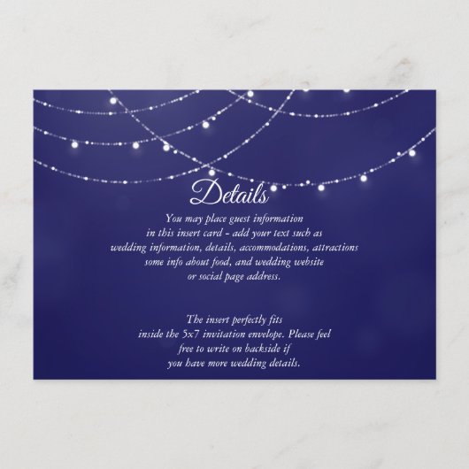 Glam White Fairy Lights Blauw DETAILS Kaart (Voorkant)