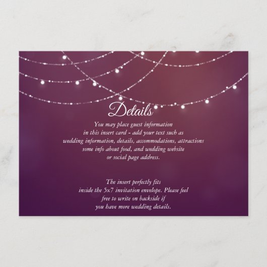 Glam White Fairy Lights Pink Purple DETAILS Carte (Devant)