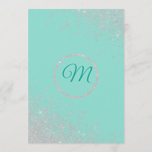 Glam White Glitter Sparkles Blauwgroen bruiloft pr Programma (Achterkant)