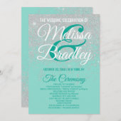 Glam White Glitter Sparkles Blauwgroen bruiloft pr Programma (Voorkant / Achterkant)