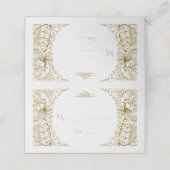 Glam White Gold Art Deco Peacocks Weddenschap (Buitenkant ongevouwen)