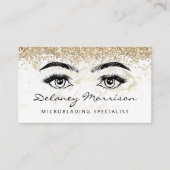 Glam White Goud Marmer Ogen QR Code Microblading Visitekaartje (Voorkant)