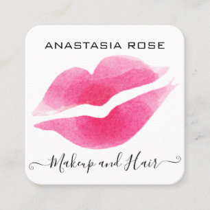 Glam White & Pink Lips Kiss Lipstick Make-up Artie Vierkante Visitekaartje