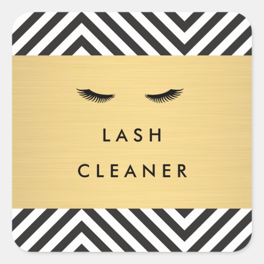 Glam Wimpers met Bold Pattern Lash Cleaner Vierkante Sticker (Voorkant)