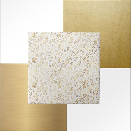 Glam witgouden bladeren tegeltje