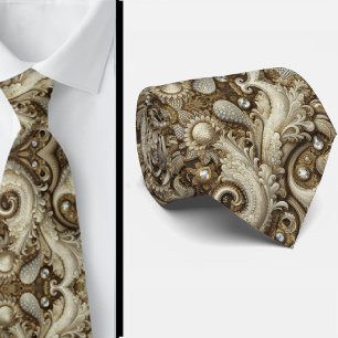 Glam witte en gouden kanten paisley diamanten stro stropdas