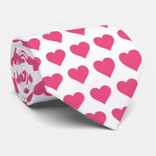 Glam Witte en Roze Hartjes Stropdas