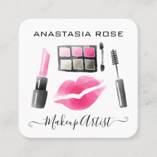 Glam Witte & Roze Lippenstift Oogschaduw Make-up A Vierkante Visitekaartje