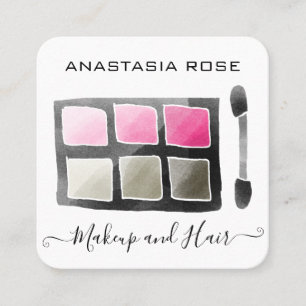 Glam Witte & Roze Oogschaduw Palet Make-up Artiest Vierkante Visitekaartje