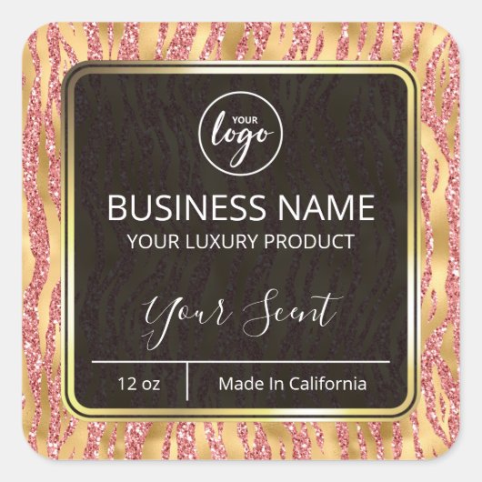 Glam Zebra Print Gold Pink Kandle Labels (Voorkant)