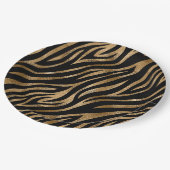 Glam Zebra Strepen Patroon Zwart Goud ID1151 Papieren Bordje (Gekanteld)
