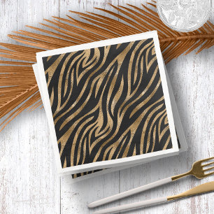 Glam Zebra Strepen Patroon Zwart Goud ID1151 Servet