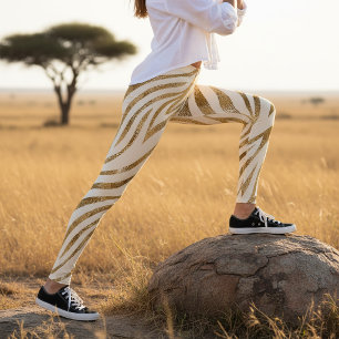 Glam Zebra Stripes Patroon Safari Gold ID1151 Leggings