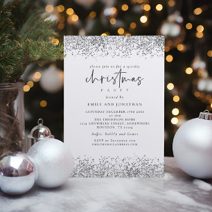 Glam Zilver Glitter Kerstfeest Wit Kaart