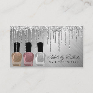 Glam Zilver Metallic Glitter Druppelt Nagellak Visitekaartje