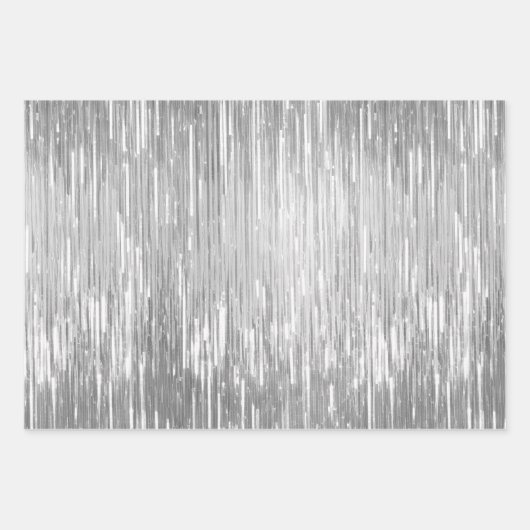 Glam Zilveren Strepen Bruiloft Inpakpapier Vel (Voorkant 2)