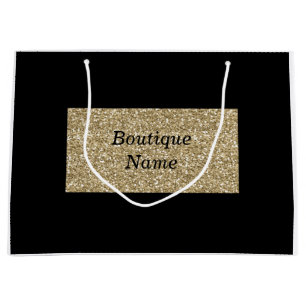 Glam Zwart en Goud Glitter Boutique Naam Groot Cadeauzakje